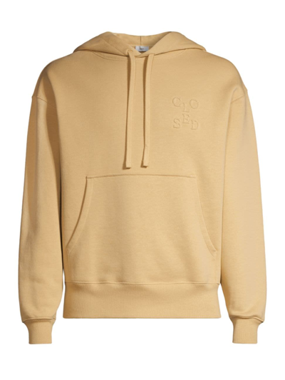 Closed Men's Logo Boxy Hoodie In Hay Yellow