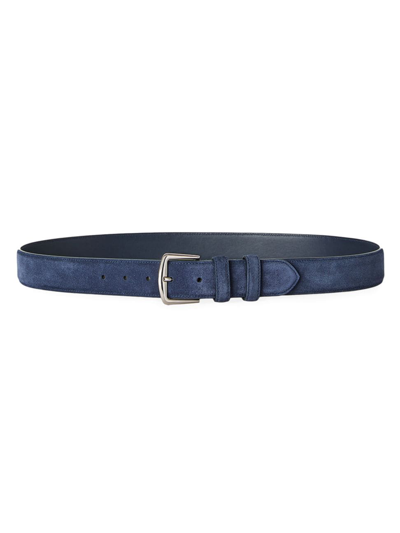 Loro Piana Men's Basic Suede Belt In Gray Moss