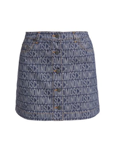 Moschino Logo-print A-line Skirt In Fantasy Print Blue