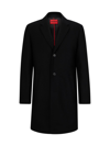 Hugo Wool-blend Coat With Ivory-nut Buttons In Black