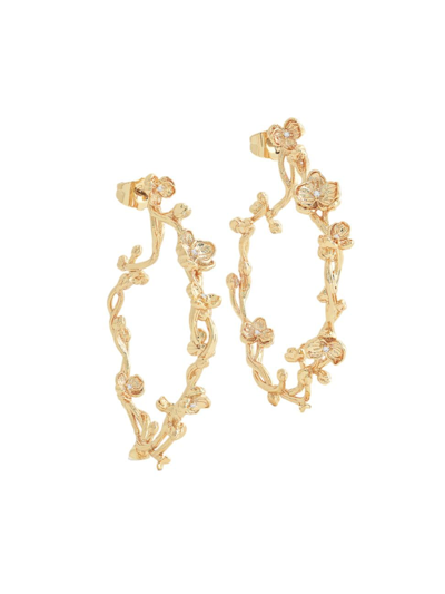 Anabel Aram Women's Orchid 18k Gold-plated & Cubic Zirconia Hoop Earrings