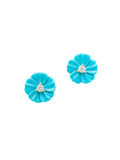 Paul Morelli Women's Posy 18k Gold, Turquoise & 0.10 Tcw Diamond Stud Earrings