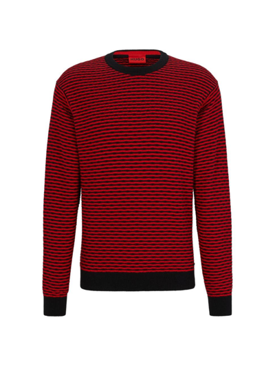 Hugo Relaxed-fit Sweater In Cotton With Knitted Structure In Black
