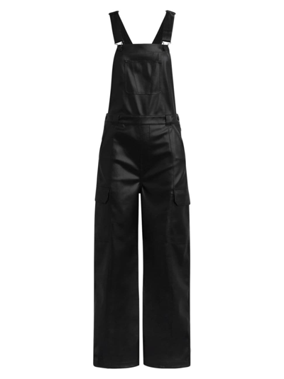 Hudson Utility Faux Leather Wide Leg Overall – 黑色 In Black