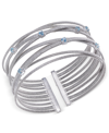 Macy's Swiss Blue Topaz Multi-row Cuff Bracelet (3/4 Ct. T.w.) In Sterling Silver (also In Amethyst & Garne In Blue Topaz