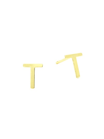 Saks Fifth Avenue Women's 14k Yellow Gold Initial Stud Earrings In Initial T