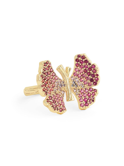 Anabel Aram Women's Butterfly 18k Gold-plated & Cubic Zirconia Ring In Fuchsia