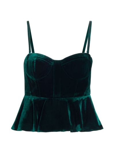 Cami Nyc Colette Cropped Bustier Peplum Top In Green