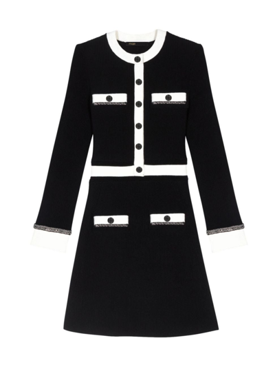 Maje Short Knit Dress For Fall/winter In Black