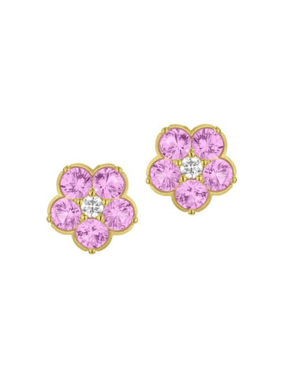 Paul Morelli Women's Wild Child 18k Yellow Gold, Pink Sapphire & 0.20 Tcw Diamond Stud Earrings