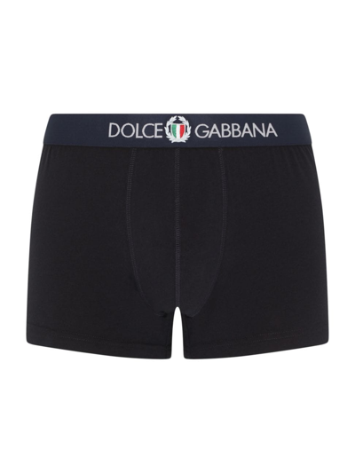 Dolce & Gabbana Men's Logo Cotton Boxer Briefs In Black