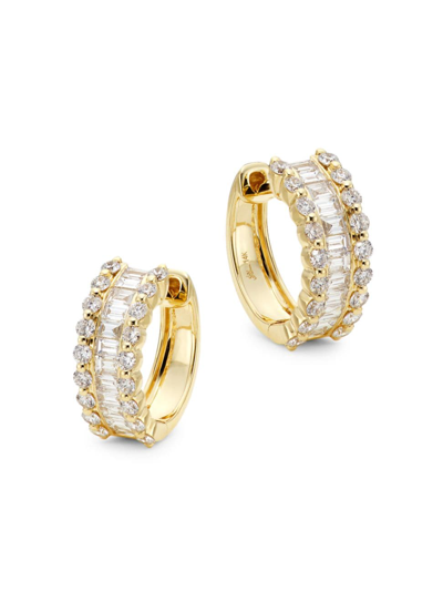 Saks Fifth Avenue Women's 14k Yellow Gold & 1.16 Tcw Diamond Huggie Hoop Earrings