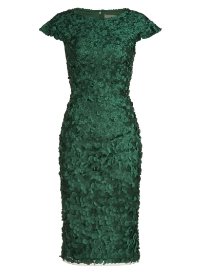 Theia Ruffle Sleeve Petal Cocktail Dress In Pine In Green
