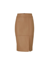 Hugo Boss Women's Slim-fit Pencil Skirt In Grained Leather In Beige