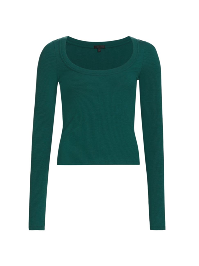 Atm Anthony Thomas Melillo Modal Rib Long-sleeve Scoop-neck Top In Forest