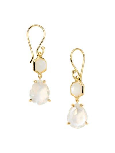 Ippolita 18k Gold Rock Candy Small Snowman Earrings In White Moonstone Rock Crystal Mop And Rock Crystal Trip In Flirt