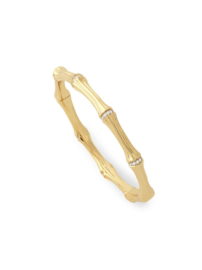 Anabel Aram Women's Bamboo 18k Gold-plated & Cubic Zirconia Hinge Bangle