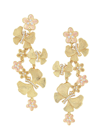 Anabel Aram Women's Butterfly 14k Gold-plated, Cubic Zirconia & Pink Enamel Drop Earrings