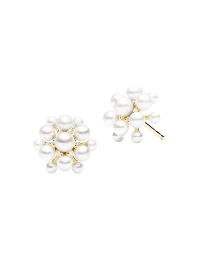 Paul Morelli Women's Sequence Orbit 18k Yellow Gold, Akoya Pearl & 0.15 Tcw Diamond Stud Earrings In White
