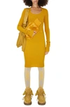 Burberry Ribbed-knit Wool-blend Midi Dress In Golden Pear