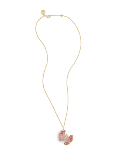 Anabel Aram Women's Butterfly 18k Gold-plated & Cubic Zirconia Pendant Necklace In Pink/gold