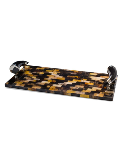 Ladorada Large Wood, Bull Horn & German Silver Horn Veneer Serving Board
