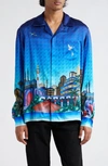 Casablanca The Night View Print Silk Button-up Shirt In Multicolor