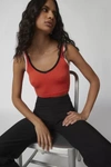 Out From Under Drew Seamless Ribbed Bra Top In Red/black/white