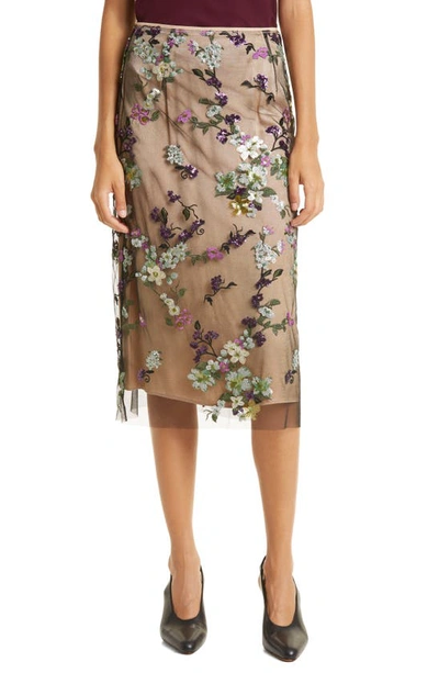 Vince Begonia Sequined Overlay Midi Skirt In Purple