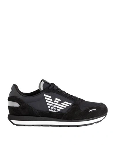 Emporio Armani Woman Sneakers Black Size 11.5 Thermoplastic Polyurethane