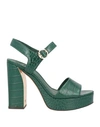 Tory Burch Woman Sandals Green Size 8.5 Soft Leather