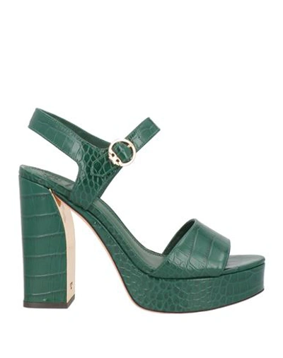 Tory Burch Woman Sandals Green Size 8.5 Soft Leather In Green