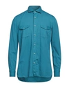 Giampaolo Man Shirt Turquoise Size L Cotton In Blue