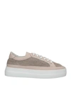 Doucal's Woman Sneakers Dove Grey Size 10 Soft Leather, Textile Fibers In Grey