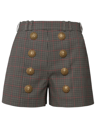 Balmain Women's Hw 8 Btn Prince Of Wales Pleated Sh Pant In Multi