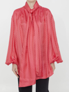 Balmain Monogram-jacquard Silk Shirt In Fuchsia