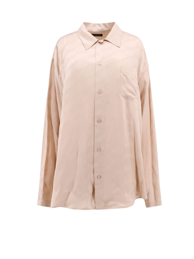 Balenciaga Long Sleeve Minimal Shirt In Beige