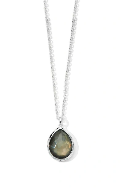 Ippolita Black Shell Doublet Mini Teardrop Pendant Necklace In Silver