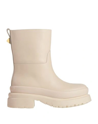 Valentino Garavani Woman Ankle Boots Ivory Size 6 Soft Leather In White