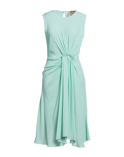 N°21 Woman Midi Dress Light Green Size 10 Acetate, Silk