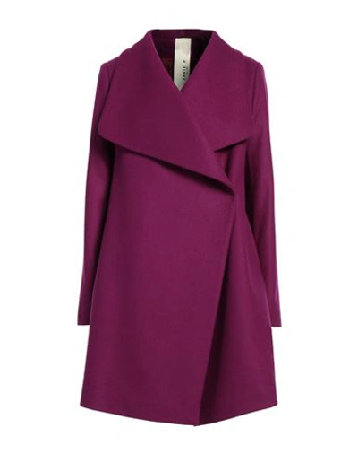 Annie P . Woman Coat Mauve Size 10 Virgin Wool, Polyamide, Cashmere In Purple
