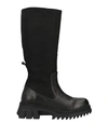 Doop Woman Boot Black Size 7 Soft Leather, Textile Fibers In Black
