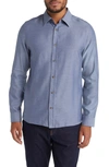 Ted Baker Mens Lt-blue Crotone Herringbone-pattern Regular-fit Cotton Shirt