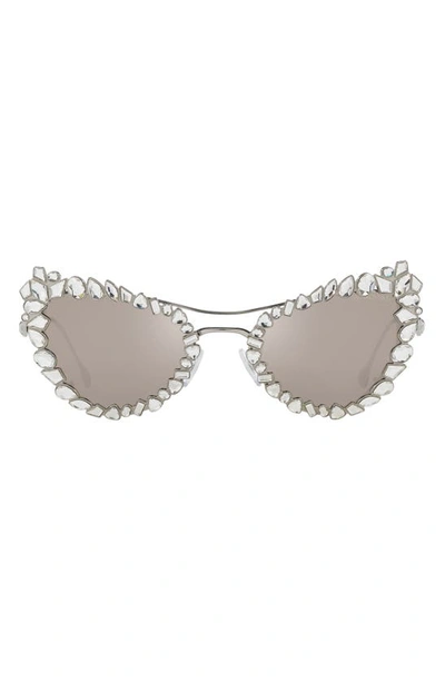 Swarovski 56mm Mirrored Irregular Cat Eye Sunglasses In Silver