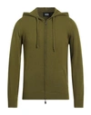 Alpha Studio Man Cardigan Military Green Size 46 Wool