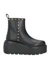 Valentino Uniqueform Rockstud Leather Chelsea Platform Booties In Black