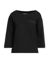 Alpha Studio Woman Sweatshirt Black Size 12 Cotton, Elastane