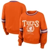 WEAR BY ERIN ANDREWS WEAR BY ERIN ANDREWS ORANGE CLEMSON TIGERS VINTAGE PULLOVER SWEATSHIRT