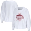 Wear By Erin Andrews Women's  White Alabama Crimson Tide Diamond Long Sleeve Cropped T-shirt In White