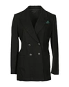 EMPORIO ARMANI EMPORIO ARMANI WOMAN OVERCOAT & TRENCH COAT BLACK SIZE 12 COTTON, ELASTANE